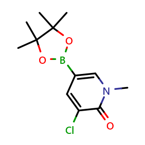 Chemical structure of 3-Chloro-1-methyl-5-(4,4,5,5-tetramethyl-1,3,2-dioxaborolan-2-yl)-2(1H)-pyridinone , CAS 1706754-49-5, AChemBlock Y223247