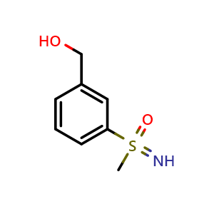 Chemical structure of (3-(Hydroxymethyl)phenyl)(imino)(methyl)-l6-sulfanone , CAS 2344680-52-8, AChemBlock Y223248