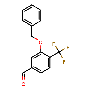 Chemical structure of 3-(Phenylmethoxy)-4-(trifluoromethyl)benzaldehyde , CAS 2173135-86-7, AChemBlock Y223254