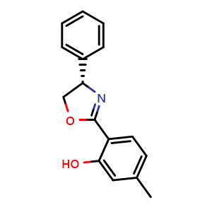 Chemical structure of 2-[(4S)-4,5-Dihydro-4-phenyl-2-oxazolyl]-5-methylphenol , CAS 2837261-91-1, AChemBlock Y223261
