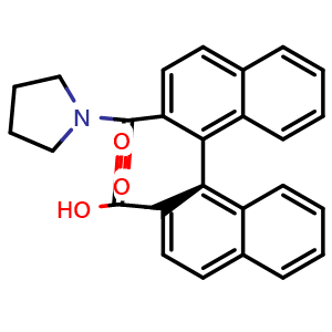 Chemical structure of (1S)-2'-(1-Pyrrolidinylcarbonyl)[1,1'-binaphthalene]-2-carboxylic acid , CAS 2646621-96-5, AChemBlock Y223265