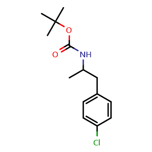 Chemical structure of 1,1-Dimethylethyl N-[2-(4-chlorophenyl)-1-methylethyl]carbamate , CAS 1461708-76-8, AChemBlock Y223270