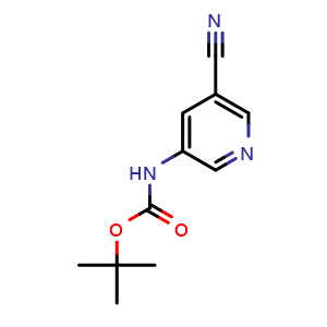 Chemical structure of tert-Butyl (5-cyanopyridin-3-yl)carbamate , CAS 1823811-69-3, AChemBlock Y223272