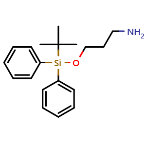 Chemical structure of 3-[[(1,1-Dimethylethyl)diphenylsilyl]oxy]-1-propanamine , CAS 134304-48-6, AChemBlock Y223282