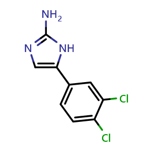 Chemical structure of 5-(3,4-Dichlorophenyl)-1H-imidazol-2-amine , CAS 60472-22-2, AChemBlock Y223283