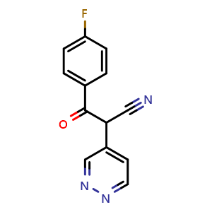 Chemical structure of 3-(4-Fluorophenyl)-3-oxo-2-(pyridazin-4-yl)propanenitrile , CAS 2938997-20-5, AChemBlock Y223310