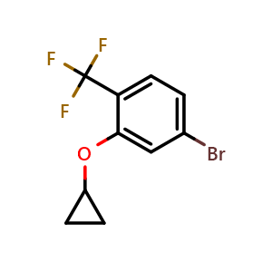 Chemical structure of 4-Bromo-2-cyclopropoxy-1-(trifluoromethyl)benzene , CAS 1243361-03-6, AChemBlock Y223313