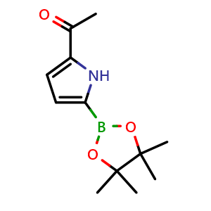 Chemical structure of 1-(5-(4,4,5,5-Tetramethyl-1,3,2-dioxaborolan-2-yl)-1H-pyrrol-2-yl)ethan-1-one , CAS 2223040-19-3, AChemBlock Y223317