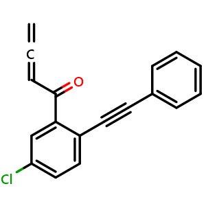 Chemical structure of 1-[5-Chloro-2-(2-phenylethynyl)phenyl]-2,3-butadien-1-one , CAS 2163797-93-9, AChemBlock Y223321