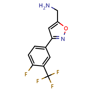 Chemical structure of 3-[4-Fluoro-3-(trifluoromethyl)phenyl]-5-isoxazolemethanamine , CAS 1314796-45-6, AChemBlock Y223332