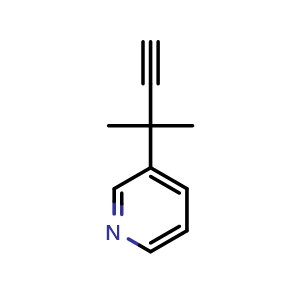 Chemical structure of 3-(2-Methylbut-3-yn-2-yl)pyridine , CAS 2229244-68-0, AChemBlock Y223337