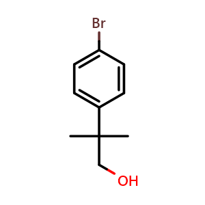Chemical structure of 2-(4-Bromophenyl)-2-methylpropan-1-ol , CAS 32454-37-8, AChemBlock Y223341