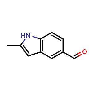 Chemical structure of 2-Methyl-1H-indole-5-carboxaldehyde , CAS 671215-52-4, AChemBlock Y223353
