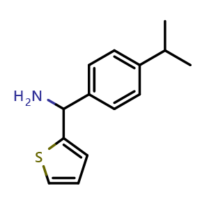 Chemical structure of (4-isopropylphenyl)(thiophen-2-yl)methanamine , CAS 867329-91-7, AChemBlock Y223389