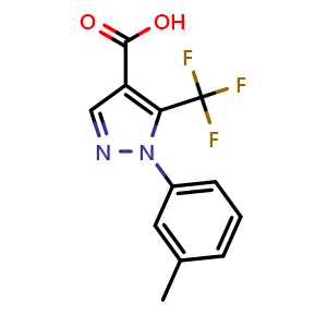 Chemical structure of 1-(3-Methylphenyl)-5-(trifluoromethyl)-1H-pyrazole-4-carboxylic acid , CAS 786726-99-6, AChemBlock Y223395