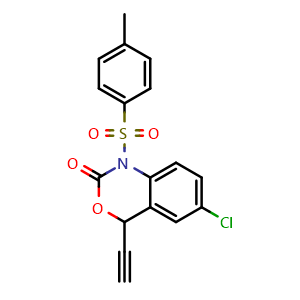 Chemical structure of 6-Chloro-4-ethynyl-1,4-dihydro-1-[(4-methylphenyl)sulfonyl]-2H-3,1-benzoxazin-2-one , CAS 2093115-05-8, AChemBlock Y223407