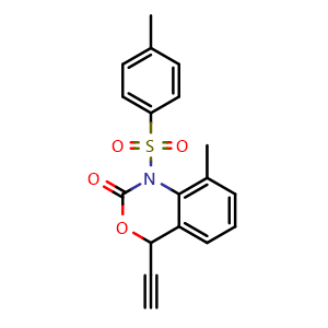 Chemical structure of 4-Ethynyl-1,4-dihydro-8-methyl-1-[(4-methylphenyl)sulfonyl]-2H-3,1-benzoxazin-2-one , CAS 2005451-25-0, AChemBlock Y223411
