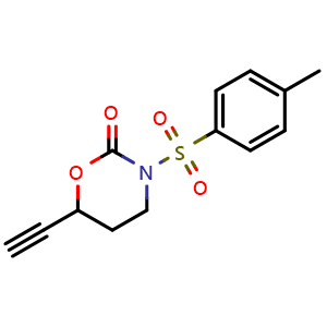 Chemical structure of 6-Ethynyltetrahydro-3-[(4-methylphenyl)sulfonyl]-2H-1,3-oxazin-2-one , CAS 1958012-27-5, AChemBlock Y223412