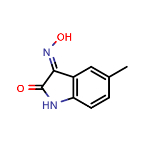 Chemical structure of (E)-3-(Hydroxyimino)-5-methylindolin-2-one , CAS 181653-90-7, AChemBlock Y223418