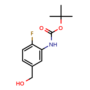 Chemical structure of tert-Butyl (2-fluoro-5-(hydroxymethyl)phenyl)carbamate , CAS 1893852-11-3, AChemBlock Y223426