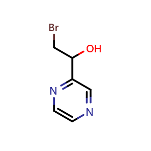 Chemical structure of 2-bromo-1-(pyrazin-2-yl)ethan-1-ol , CAS 1548065-71-9, AChemBlock Y223429