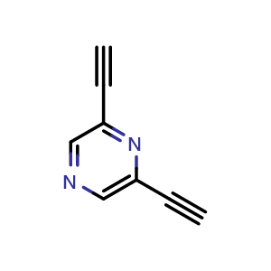 Chemical structure of 2,6-Diethynylpyrazine , CAS 680988-08-3, AChemBlock Y223434