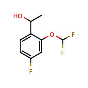 Chemical structure of 1-(2-(Difluoromethoxy)-4-fluorophenyl)ethan-1-ol , CAS 1341974-99-9, AChemBlock Y223438