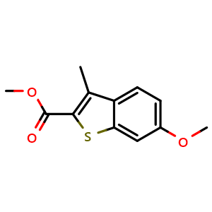 Chemical structure of Methyl 6-methoxy-3-methylbenzo[b]thiophene-2-carboxylate , CAS 82788-18-9, AChemBlock Y223449