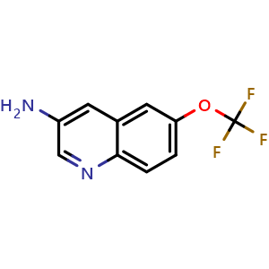 Chemical structure of 6-(Trifluoromethoxy)-3-quinolinamine , CAS 1051372-65-6, AChemBlock Y223477
