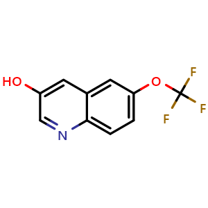 Chemical structure of 6-(Trifluoromethoxy)-3-quinolinol , CAS 1261868-42-1, AChemBlock Y223479