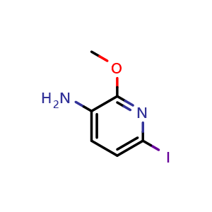 Chemical structure of 6-Iodo-2-methoxy-3-pyridinamine , CAS 1310949-50-8, AChemBlock Y223481