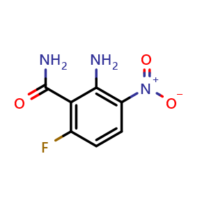 Chemical structure of 2-Amino-6-fluoro-3-nitrobenzamide , CAS 1379319-95-5, AChemBlock Y223487