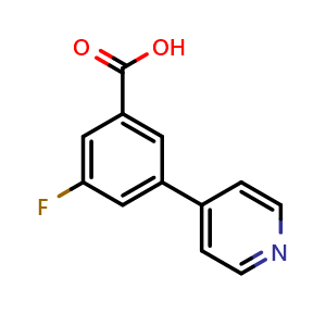 Chemical structure of 3-Fluoro-5-(4-pyridinyl)benzoic acid , CAS 1214368-27-0, AChemBlock Y223500