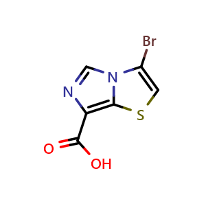 Chemical structure of 3-Bromoimidazo[5,1-b]thiazole-7-carboxylic acid , CAS 1352898-75-9, AChemBlock Y223502