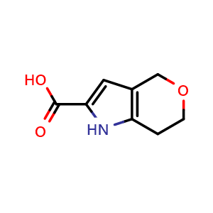 Chemical structure of 1,4,6,7-Tetrahydropyrano[4,3-b]pyrrole-2-carboxylic acid , CAS 1263083-03-9, AChemBlock Y223506