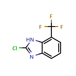 Chemical structure of 2-Chloro-7-(trifluoromethyl)-1H-benzimidazole , CAS 1075753-27-3, AChemBlock Y223518
