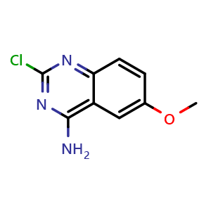 Chemical structure of 2-Chloro-6-methoxy-4-quinazolinamine , CAS 63590-63-6, AChemBlock Y223520
