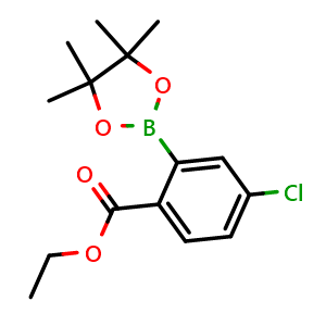 Chemical structure of Ethyl 4-chloro-2-(4,4,5,5-tetramethyl-1,3,2-dioxaborolan-2-yl)benzoate , CAS 1146214-96-1, AChemBlock Y223525