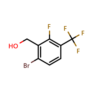 Chemical structure of (6-Bromo-2-fluoro-3-(trifluoromethyl)phenyl)methanol , CAS 1352718-85-4, AChemBlock Y223527