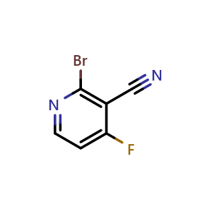 Chemical structure of 2-Bromo-4-fluoronicotinonitrile , CAS 1804381-02-9, AChemBlock Y223536