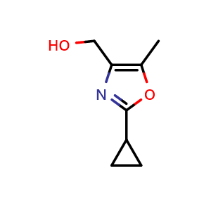 Chemical structure of (2-Cyclopropyl-5-methyloxazol-4-yl)methanol , CAS 1824614-59-6, AChemBlock Y223540