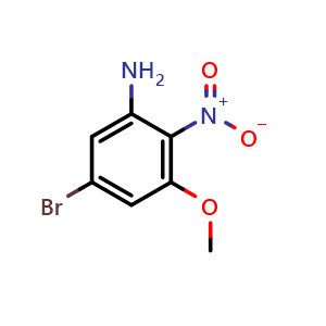 Chemical structure of 5-Bromo-3-methoxy-2-nitroaniline , CAS 2090955-25-0, AChemBlock Y223543