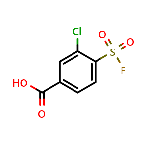 Chemical structure of 3-Chloro-4-(fluorosulfonyl)benzoic acid , CAS 33866-05-6, AChemBlock Y223549