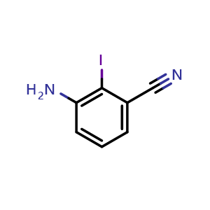 Chemical structure of 3-Amino-2-iodobenzonitrile , CAS 1261810-77-8, AChemBlock Y223567