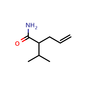 Chemical structure of 2-Isopropylpent-4-enamide , CAS 299-78-5, AChemBlock Y223574