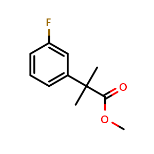 Chemical structure of Methyl 2-(3-fluorophenyl)-2-methylpropanoate , CAS 476429-16-0, AChemBlock Y223578