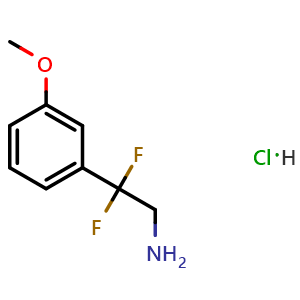 Chemical structure of 2,2-Difluoro-2-(3-methoxyphenyl)ethan-1-amine hydrochloride , CAS 2408966-09-4, AChemBlock Y223592