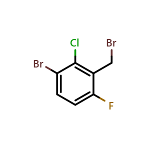 Chemical structure of 1-Bromo-3-(bromomethyl)-2-chloro-4-fluorobenzene , CAS 1003608-90-9, AChemBlock Y223597