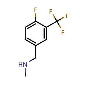 Chemical structure of 1-(4-Fluoro-3-(trifluoromethyl)phenyl)-N-methylmethanamine , CAS 958863-61-1, AChemBlock Y223608