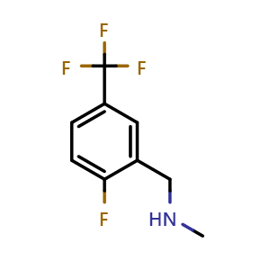 Chemical structure of 1-(2-Fluoro-5-(trifluoromethyl)phenyl)-N-methylmethanamine , CAS 958863-66-6, AChemBlock Y223610